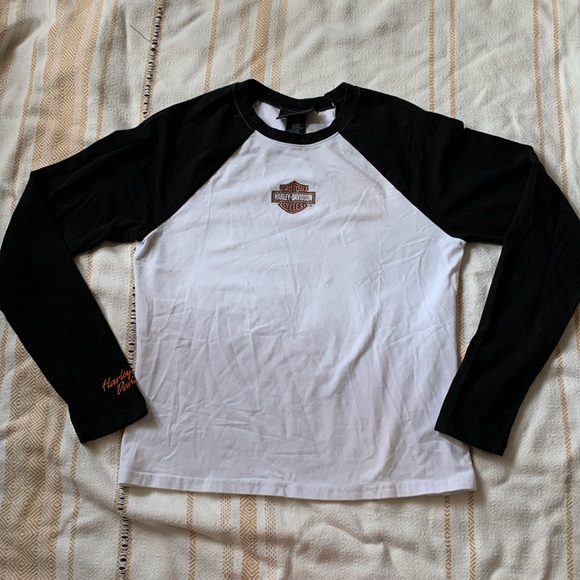 Harley Davidson Raglan Long Sleeve Small Logo Shirt Size Large - Picture 1 of 9